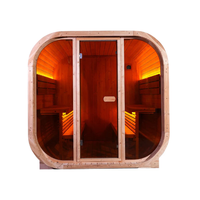 Ruang Sauna Kayu Solid Tradisional Luar Ruangan untuk 4 Orang, Dapat Disesuaikan, Kabin Sauna Kayu Premium untuk Halaman Belakang Rumah