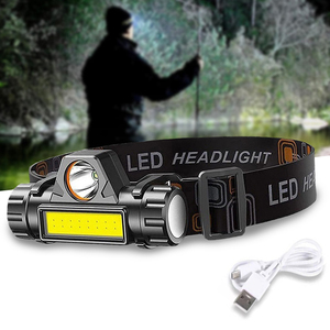 Lampada Frontale <span class=keywords><strong>LED</strong></span> Ricaricabile 800mAh Multifunzione COB Torcia per Corsa Fascia Regolabile Impermeabile - Product Image 1