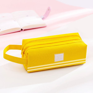 <span class=keywords><strong>Astuccio</strong></span> per matite giallo rosa con stampa a colori grande per bambini di grande capacità con manico - Product Image 3