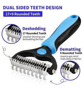 OEM Dog <b>Bath</b> <b>Brush</b> Stainless Steel Double Sided Deshedding Dematting Comb Eco-Friendly Pet Fur Knot Cutter Grooming Tools Sizes - Product Image 2