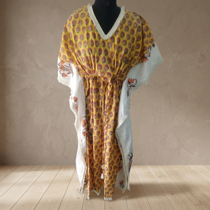 Caftán largo de algodón para mujer, vestido de playa transpirable, caftán holgado largo, caftán de algodón estampado, kimono - Product Image 2