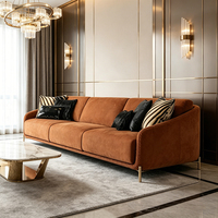 Canapé sectionnel en cuir orange brûlé de luxe 3-4 places, créant un modèle de mobilier de villa confortable