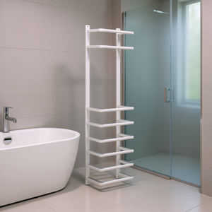 Toallero de Aluminio Blanco de 9.4x4.7x37.8 Pulgadas, Montado en la Pared, Diseño Minimalista para Baño, de Una Sola Capa, con 4 Barras Superiores - Product Image 2
