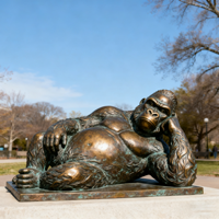 Sculpture de gorille en bronze géant, statue d'animal de taille réelle pour zoo, parc et décoration artistique commerciale