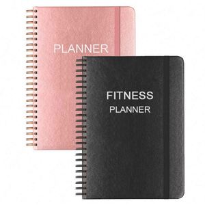 Custom <b>Book</b> Printing PU Leather Hardcover 100 Sheets A5 Fitness Journal Workout Planner - Product Image 1