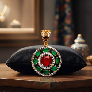 Authentic <b>Emerald</b> Stone Design <b>Pendant</b> Wholesale 925 Silver Sterling Turkish Fashion Jewelry - Product Image 2