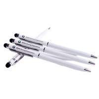 Stylos à bille promotionnels fins en métal noir personnalisés avec logo sur mesure, impression sérigraphique, stylet à séchage rapide pour écran tactile