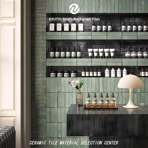 <span class=keywords><strong>Piastrelle</strong></span> <span class=keywords><strong>Vintage</strong></span> in Ceramica Blu-Verde Effetto Invecchiato 50x200 Fatte a Mano per Interni Cucina Ristorante Parete di Sfondo Spessore 8MM Gradiente - Product Image 5