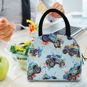 New Arrival Monster Truck Pattern Insulated Lunch Bag with Zipper Closure and Handle for Kids Outdoor Picnic Cooler Bag - Product Image 6