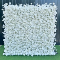 Fournitures de décoration de mariage en gros personnalisées, blanc et rose, toile de fond de rose, fleurs artificielles en soie, mur décoratif