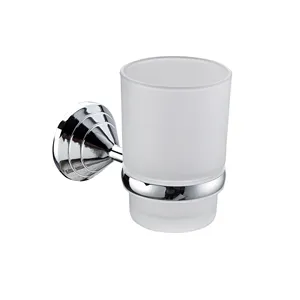 Texture Design Single Toothbrush Cup Holder Zinc Chrome Tumbler Holder