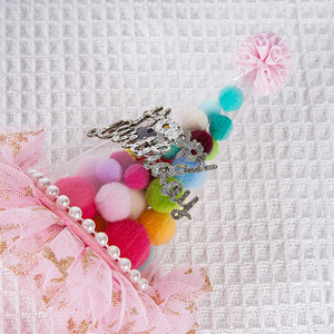 Chapeau Pompon Bonbon d'Anniversaire pour Enfants avec Voile, Coiffe de Princesse pour Fille, Bandeau de Fête d'Anniversaire - Product Image 2