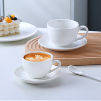 Service à thé en porcelaine de luxe personnalisé 12 pièces pour restaurant unique cappuccino tasses à café et soucoupes pour thé blanc uni avec logo
