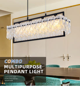 Lámpara de Araña Moderna de Cristal de Lujo con Altura Ajustable y Control Táctil para Sala de Estar de Villa, Compatible con Aire Acondicionado - Product Image 1