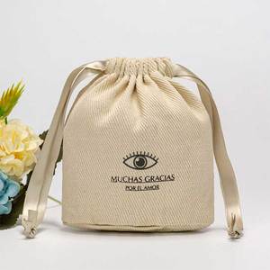 Sacs cadeaux promotionnels personnalisés en toile de coton recyclé, écologiques, réutilisables, durables, à fond rond, avec cordon de serrage - Product Image 4