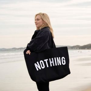 Lettre imprimée personnalisée Logo blanc réutilisable coton Shopping épicerie sacs à bandoulière toile sacs fourre-tout avec motif de lettre - Product Image 4