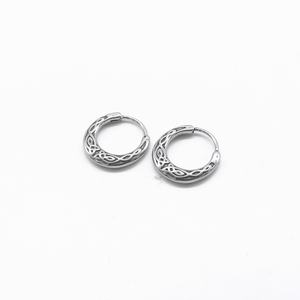 Pendientes de Aro para Hombre, Acero Inoxidable 316L, Hipoalergénicos, con Nudo Celta Grabado, Estilo Vintage Vikingo Punk Gótico, para Regalo - Product Image 2