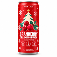 Boisson pétillante sans sucre et zéro calorie Canberry Punch de Noël OEM ODM, avec logo personnalisé, marque privée, boisson en conserve 248ml