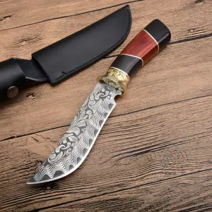 New Handmade Fixed Blade Knife Wood Handle Outdoor Camping Hunting Survival Pocket Knife Leather Case Collection