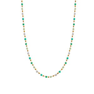 Women's Zinc Alloy Beaded Necklace And <b>Bracelet</b> <b>Set</b> Green And White Colorful Jewelry Gift For Summer Fashion - Product Image 5