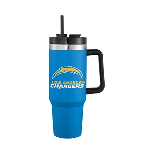 Boccale da viaggio personalizzato di alta qualità personalizzato da 40 once con manico in paglia isolato - Product Image 2
