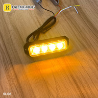 Luz Estroboscópica de Emergencia para Vehículos, 12V, 4 LED Ámbar, Lente TIR para PC, Lámpara Intermitente de Advertencia para Camiones y Motores