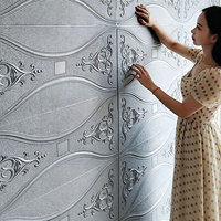 Sticker mural 3D auto-adhésif en mousse, motif floral européen, imperméable, papier peint XPE pour salon, décoration murale de fond de télévision