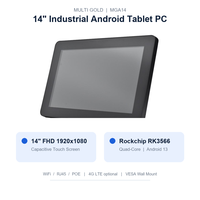 Tablet PC Android 13 de 14 Pulgadas, Rockchip RK3566, 2GB/4GB RAM, 32GB, Pantalla Táctil, WiFi, RJ45, POE, Montaje en Pared, Tablet Industrial con VESA