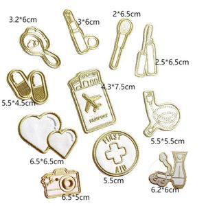 Iron on Gold Thread Embroidered Exquisite Mascara Cream Cosmetic Brush First Aid Patches for Classification Storage - Product Image 2
