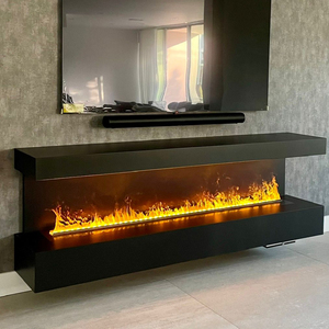 Chimenea de vapor de agua <span class=keywords><strong>eléctrica</strong></span> de doble línea de acero con luz LED moderna <span class=keywords><strong>para</strong></span> el hogar, Humidificador decorativo <span class=keywords><strong>para</strong></span> <span class=keywords><strong>sala</strong></span> de estar - Product Image 1