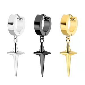 Star Shape <b>Clip</b>-on Earrings Stainless Steel For Men And Women Simple Style No Piercing Required Fashion Jewelry - Product Image 1