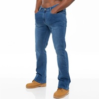 Celana Jeans Pria Model Slim Fit Straight-leg Denim Distressed dengan Detail Rivet Gaya Punk, Bahan Spandex/Katun