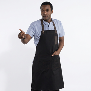 For Waiter Chef Twill Adjustable Bib <b>Apron</b> Multi Pockets High Quality Poly Cotton Black Restaurant <b>Kitchen</b> <b>Apron</b> - Product Image 4