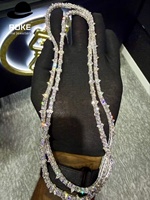 Collier et bracelet tennis personnalisés de style européen avec diamants de laboratoire, en or 9K, 10K, 14K, avec des perles étincelantes alternées