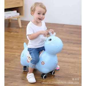 Ride On Toy Animal Scooter For Kids 1-3 Years Blue Plastic With Wheels And Music - Product Image 1