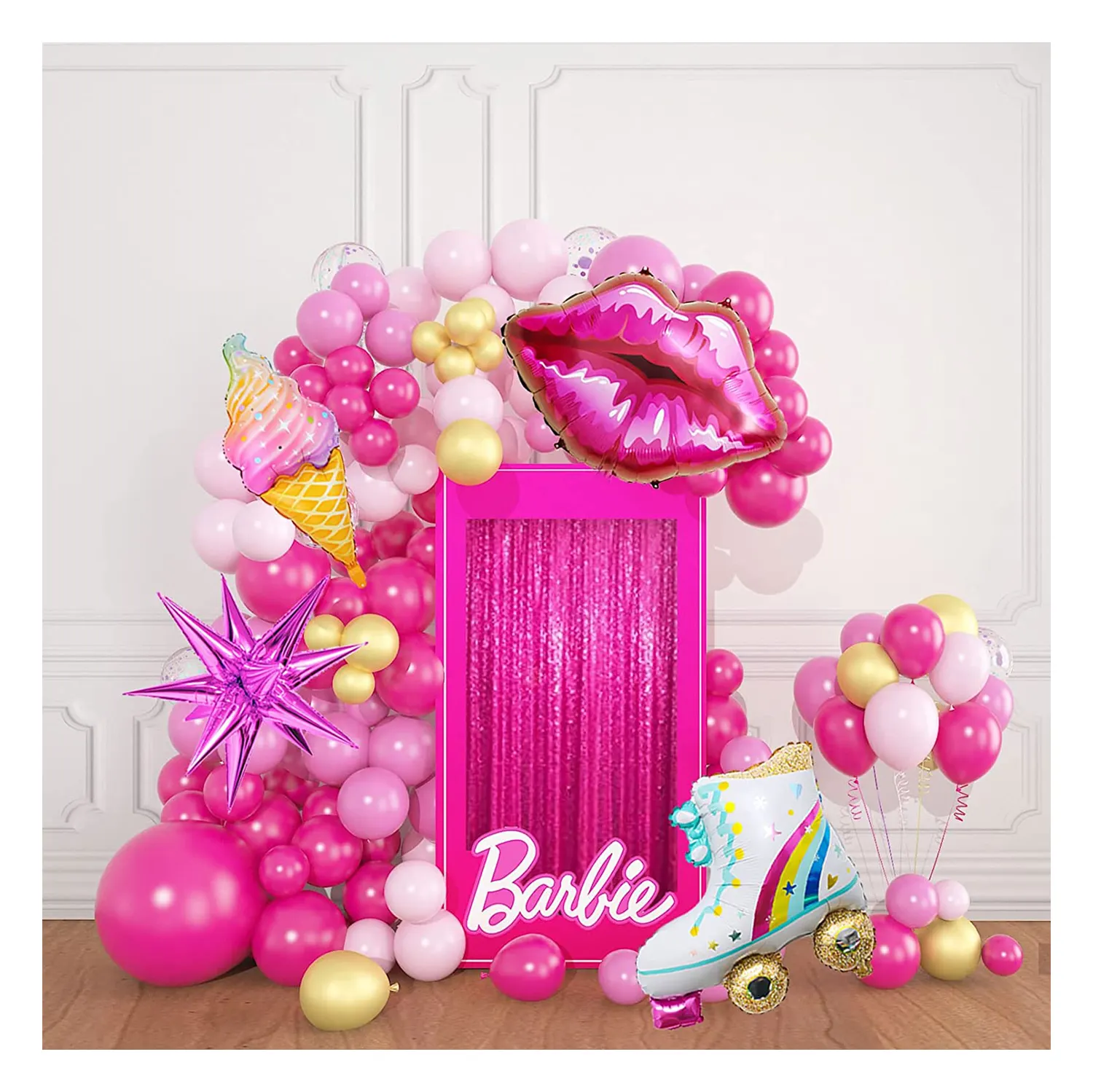 Kit de arco de guirlanda de balão rosa rosa tema aniversário infantil para meninas e meninas