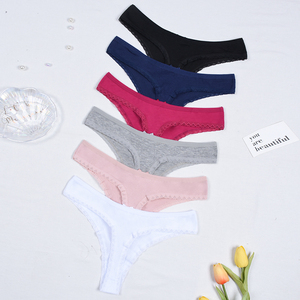 Tangas con lazo de encaje, bragas íntimas elásticas transpirables cómodas y sexis, tangas de algodón 95% 5% Spandex, ropa interior para mujer, bragas - Product Image 3