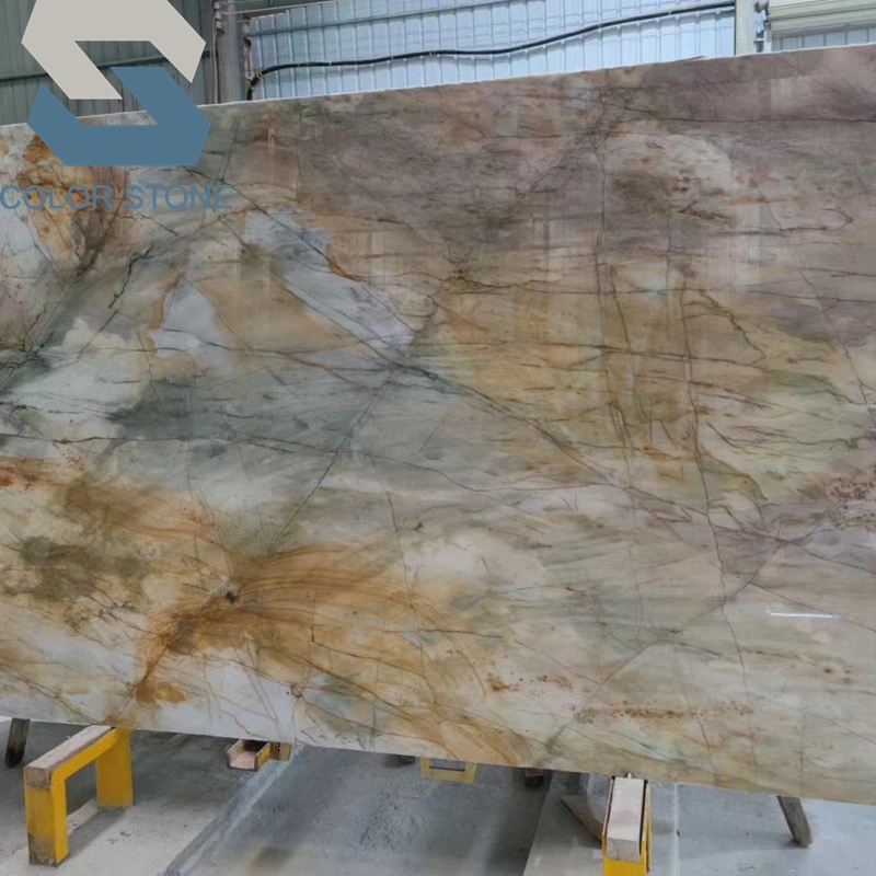 Натуральные полированные плит из кварцит желтого цвета