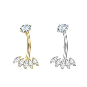 Anneau de nombril en titane, forme cœur, avec zircon, filetage interne, bijou de piercing tendance - Product Image 5