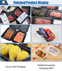 Machine d'emballage sous vide à <span class=keywords><strong>double</strong></span> chambre pour aliments cuisinés, viande, bœuf, avec plateau de film étirable automatique - Product Image 5