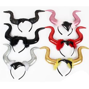 QY Maleficent Witch Hair Hoop Role Play <strong>Bull</strong> <strong>Horn</strong> Hair Accessories Halloween <strong>Decorations</strong> Headdress Masquerade Costume Props - Product Image 4