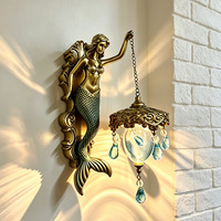 Ornement mural vintage en résine, sculpture 3D de sirène et fée, applique murale ange antique européenne à suspendre pour chambre, café, décoration intérieure