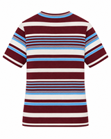 Haut en tricot rayé personnalisé pour femme, col rond, manches courtes, bordeaux, blanc, bleu, bordure contrastée, pull, service ODM