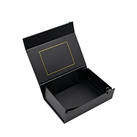 Boîte cadeau portable pliable magnétique noire personnalisée, impression CMYK, boîte en papier écologique recyclable pour l'électronique de luxe