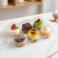 Boîte à pâtisserie, gâteau, kiwi, fruits frais, en PET haute transparence, écologique, 6 compartiments, 6 pièces, couvercle transparent avec boucle