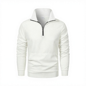Sweat à capuche pour homme, demi-zip, manches longues, col montant, tendance, toutes saisons, 100% coton, coupe ample - Product Image 2