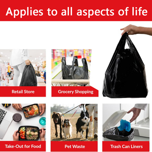 Bolsas de camiseta Bolsas de plástico negras (lisas)-Comestibles, Bolsa de compras, Restaurantes - Product Image 5