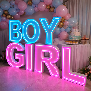 Lettres lumineuses BOY GIRL en acier inoxydable étanches IP65 avec contrôle par application <span class=keywords><strong>pour</strong></span> la décoration d'événements de révélation du sexe - Product Image 1