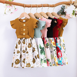 Abito Estivo 2026 per Bambine in Cotone con Maniche a Farfalla e Stampa Floreale, Modello Principessa a Trapezio per Età 1-8 Anni, Disponibile in Diversi Colori - Product Image 1