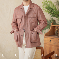 Veste de chasse pour homme en coton 100% fin, style rétro tendance, motif chevrons court, décontractée et respirante pour la saison hivernale